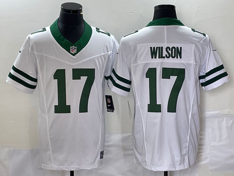 Men New York Jets 17 Wilson White Nike Throwback Player Game NFL Jersey
